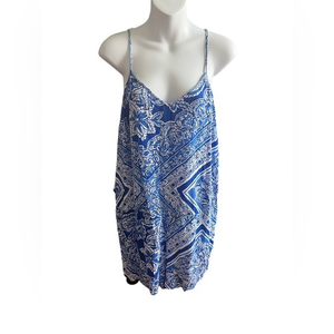 Lily‎ Pulitzer Dusk Blue and White Spaghetti Strap Romper S